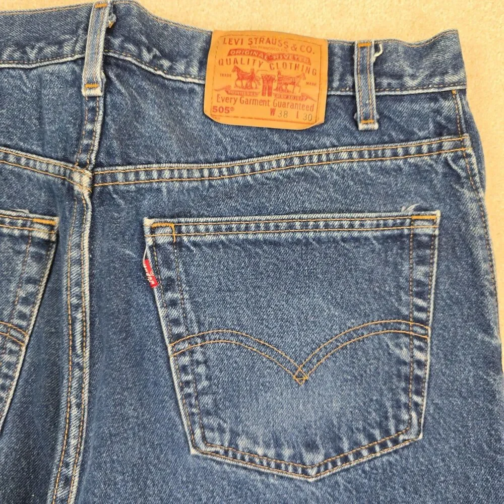 VTG Levis 505 Jeans Regular Fit Straight Leg Jeans Men's Size Tag 38x30